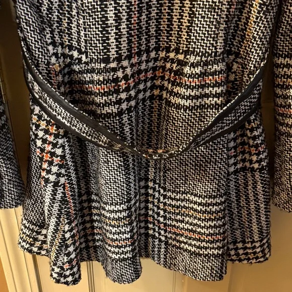 Arden B Glen Plaid Pea Coat: Leather Trim Double Breasted Office Siren - Picture 13 of 16